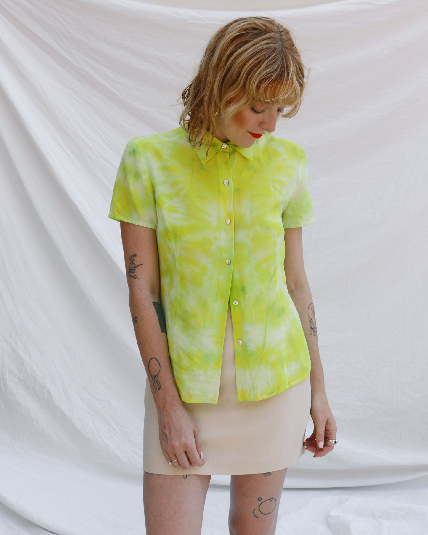 Lime Green Button Up Blouse