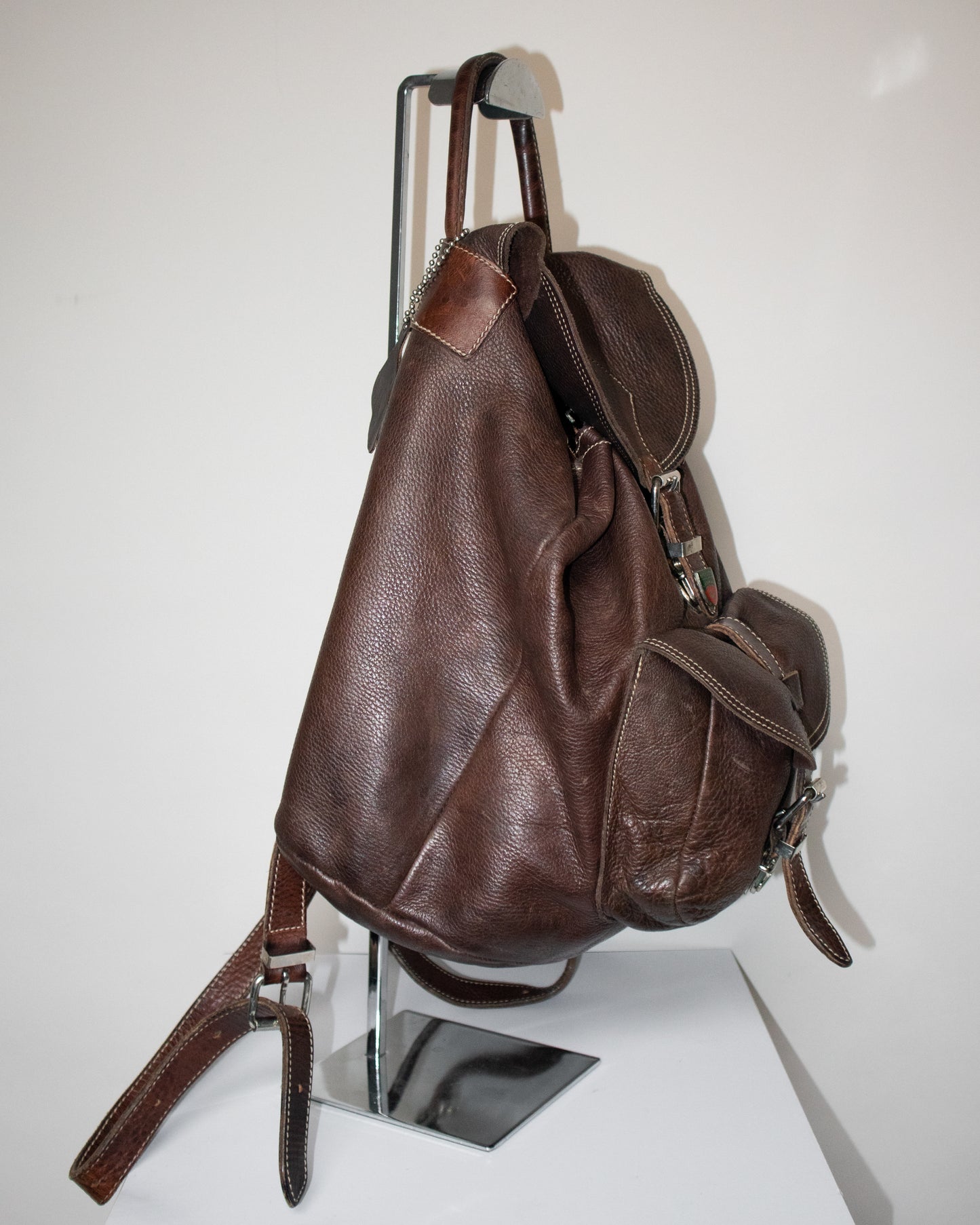 90s Roots Brown Leather Backpack