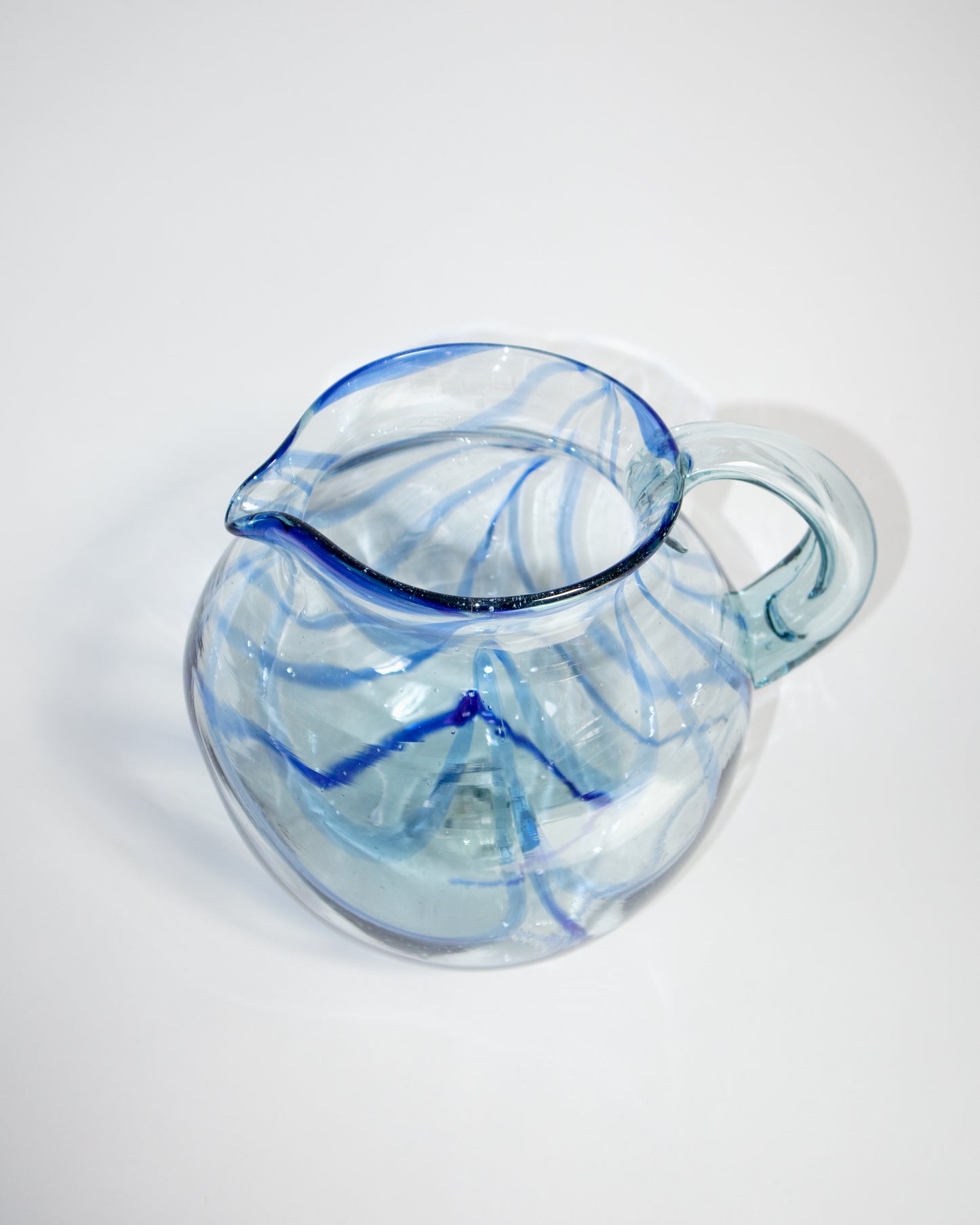 Blue Swirl Blown Glass Jug