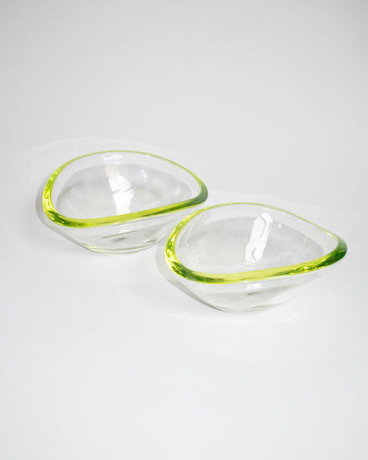 Green Rim Glass Bowl Set (2)