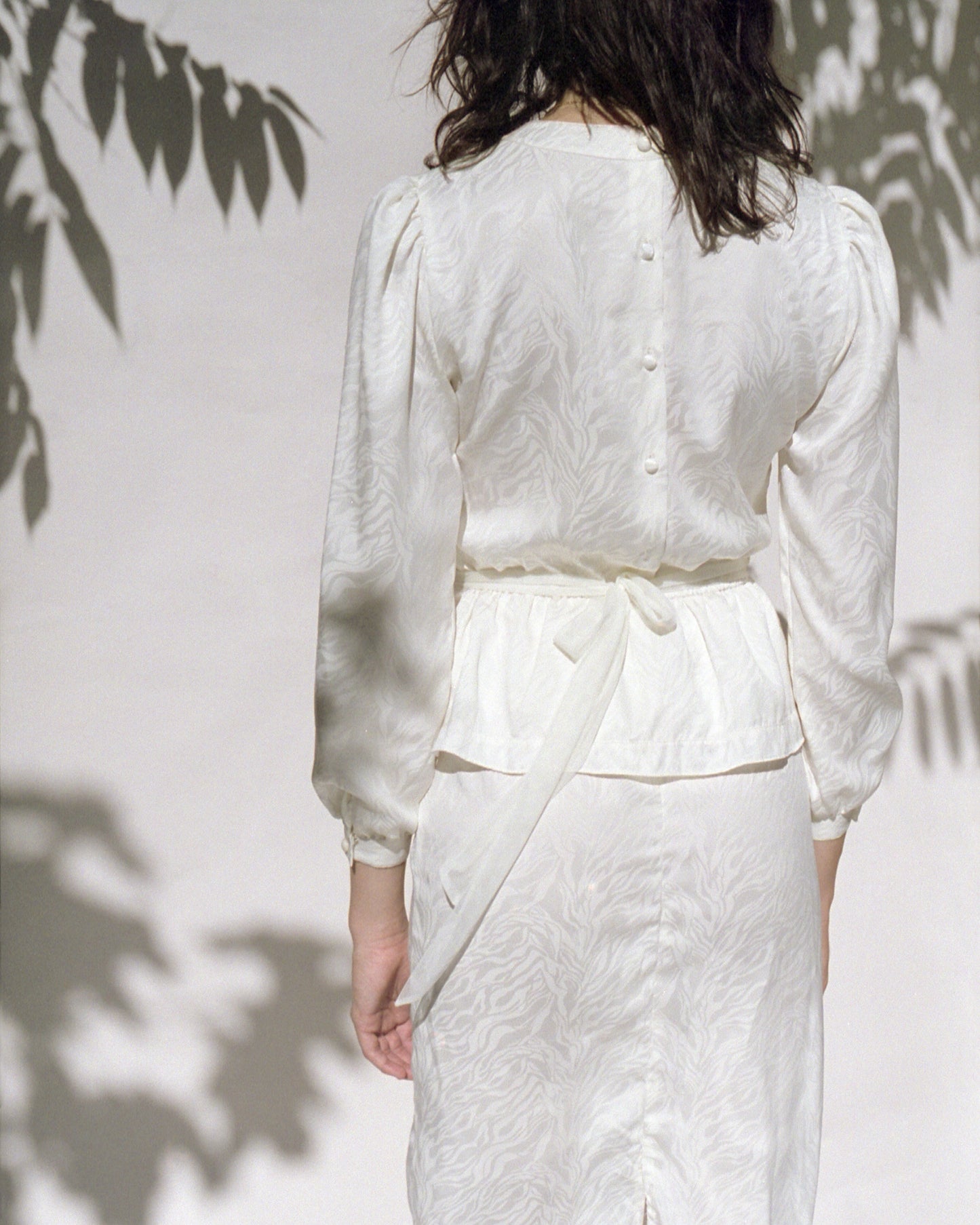 1980s White Long Sleeve Dress