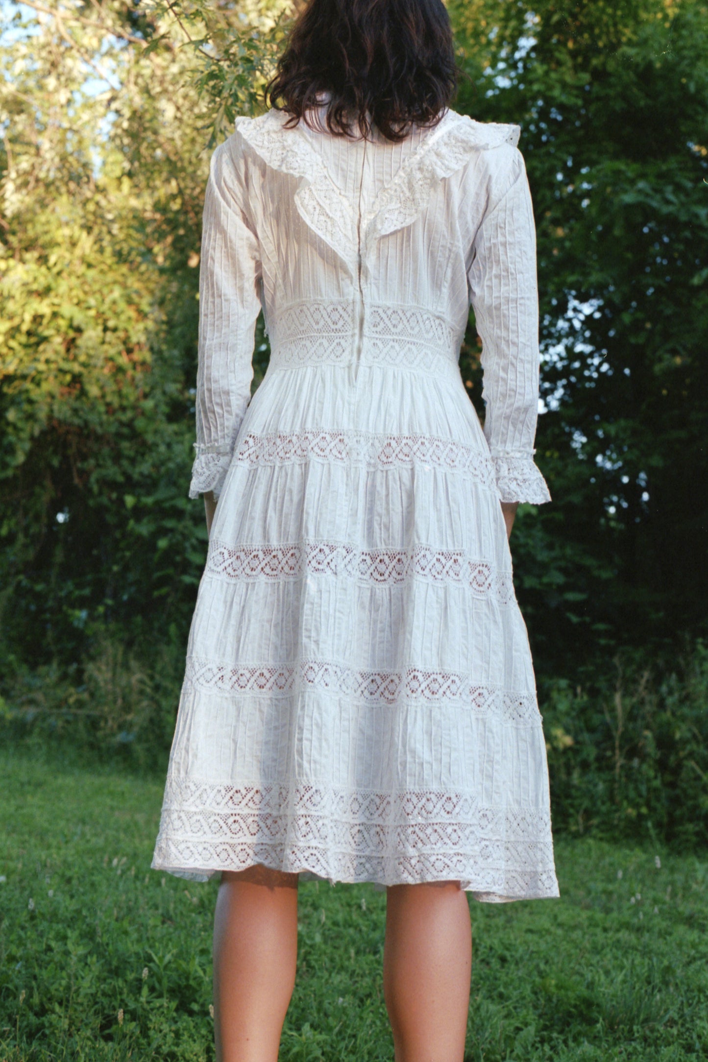 1960s Victorian Style White Dress